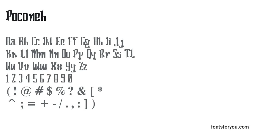 Czcionka Poconeh – alfabet, cyfry, specjalne znaki