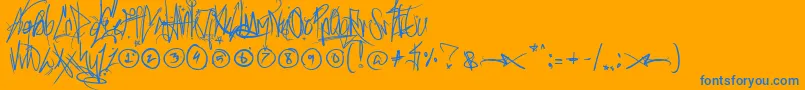Sickcapital Font – Blue Fonts on Orange Background