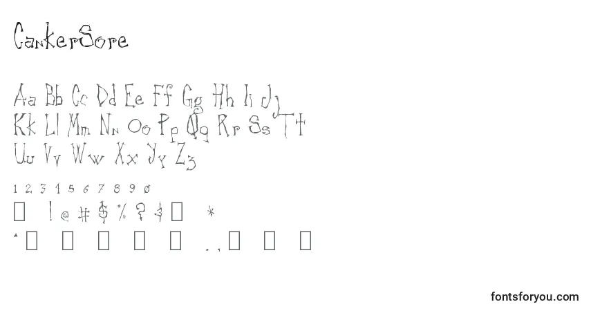 Schriftart CankerSore – Alphabet, Zahlen, spezielle Symbole
