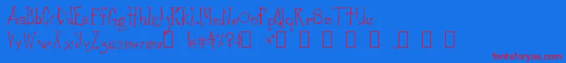CankerSore Font – Red Fonts on Blue Background