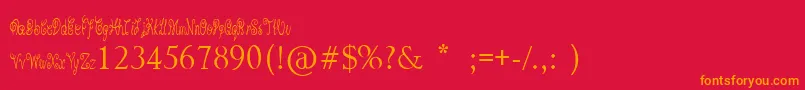 PixieMoon-Schriftart – Orangefarbene Schriften auf rotem Hintergrund