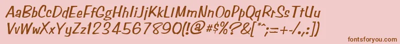 Fonte SimpsonItalic – fontes marrons em um fundo rosa