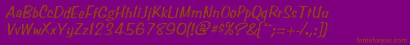 Fonte SimpsonItalic – fontes marrons em um fundo roxo