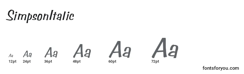 Размеры шрифта SimpsonItalic