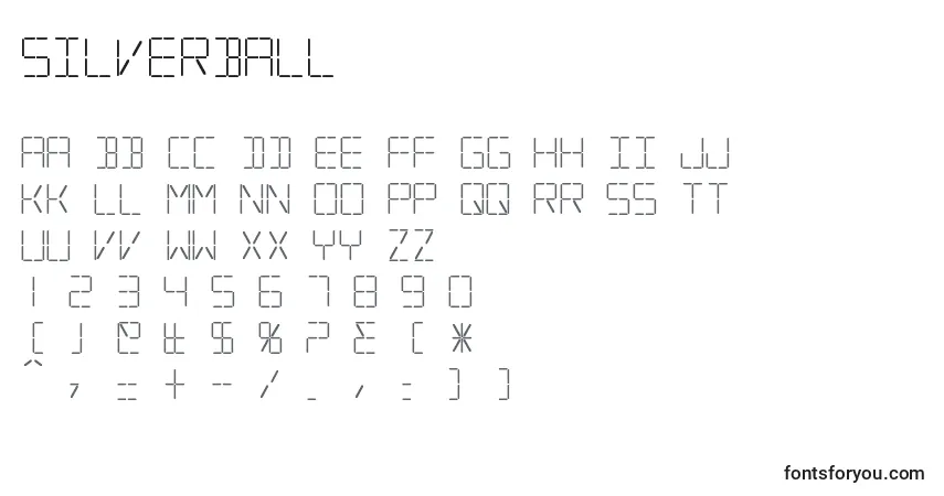 A fonte Silverball (74292) – alfabeto, números, caracteres especiais