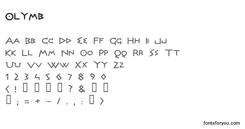 A fonte Olymb – alfabeto, números, caracteres especiais