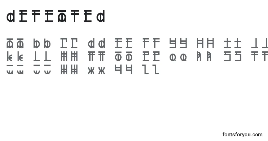 Schriftart Defeated – Alphabet, Zahlen, spezielle Symbole