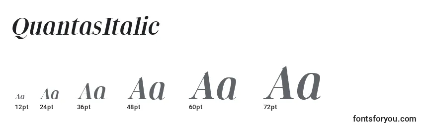 Размеры шрифта QuantasItalic