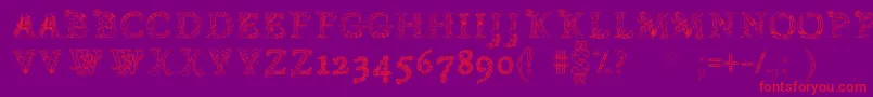 Chentenario-Schriftart – Rote Schriften auf violettem Hintergrund