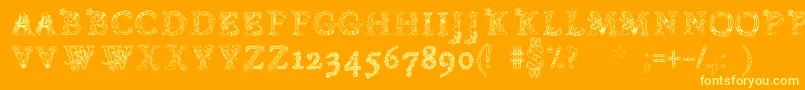 Chentenario-Schriftart – Gelbe Schriften auf orangefarbenem Hintergrund