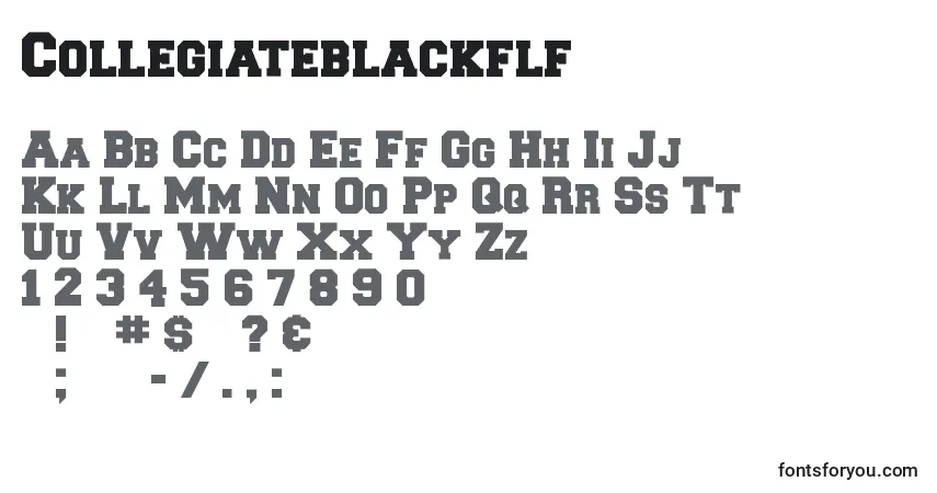Czcionka Collegiateblackflf – alfabet, cyfry, specjalne znaki