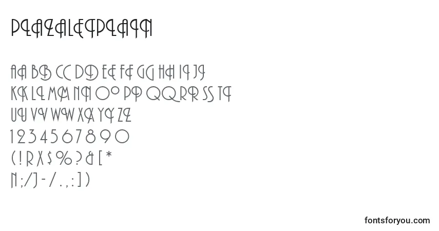 Czcionka PlazaLetPlain – alfabet, cyfry, specjalne znaki