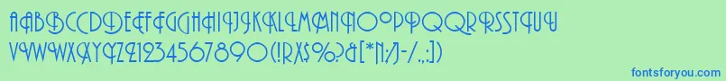 フォントPlazaLetPlain – 青い文字は緑の背景です。