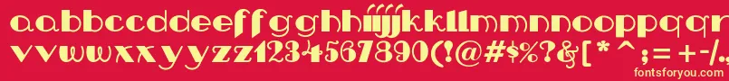Nipandtuck-Schriftart – Gelbe Schriften auf rotem Hintergrund