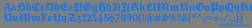 フォントFettetrumpdeutsch – 灰色の背景に青い文字