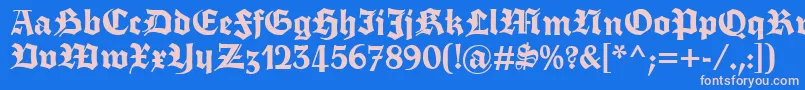 フォントFettetrumpdeutsch – ピンクの文字、青い背景
