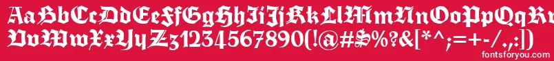 フォントFettetrumpdeutsch – 赤い背景に白い文字