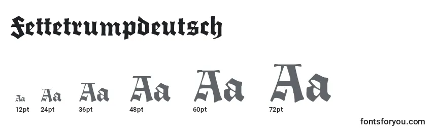 Размеры шрифта Fettetrumpdeutsch