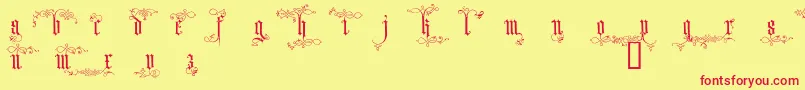 Arded-Schriftart – Rote Schriften auf gelbem Hintergrund