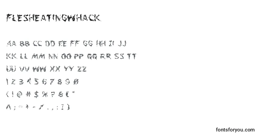 Schriftart Flesheatingwhack – Alphabet, Zahlen, spezielle Symbole