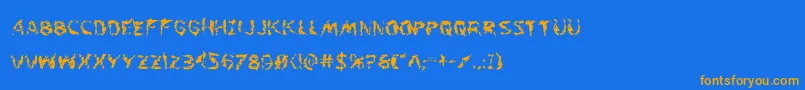 Flesheatingwhack-Schriftart – Orangefarbene Schriften auf blauem Hintergrund