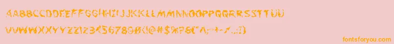 Flesheatingwhack-Schriftart – Orangefarbene Schriften auf rosa Hintergrund