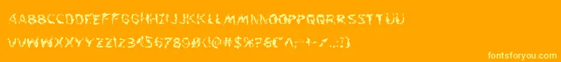 Flesheatingwhack-Schriftart – Gelbe Schriften auf orangefarbenem Hintergrund