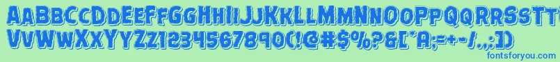 Шрифт Terrorbabblepunchital – синие шрифты на зелёном фоне