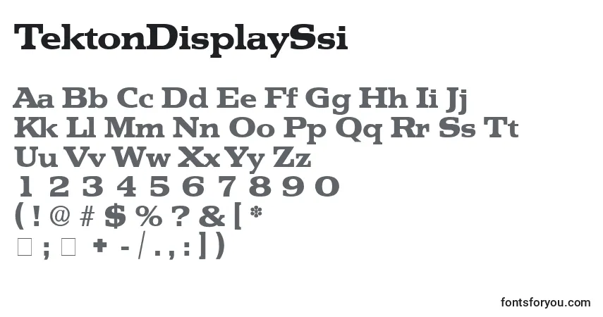 A fonte TektonDisplaySsi – alfabeto, números, caracteres especiais