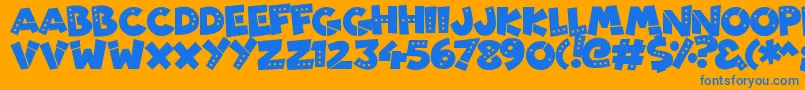 PatchyRobots Font – Blue Fonts on Orange Background