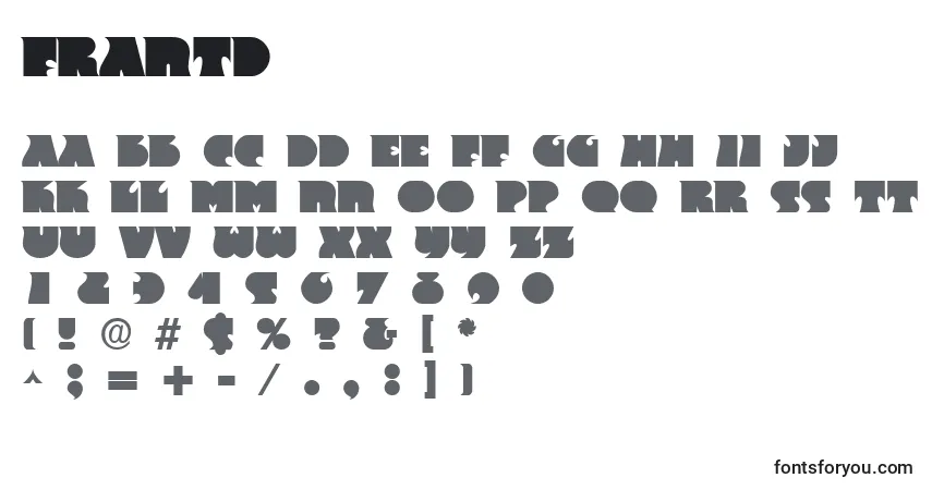 Fuente FrantD - alfabeto, números, caracteres especiales