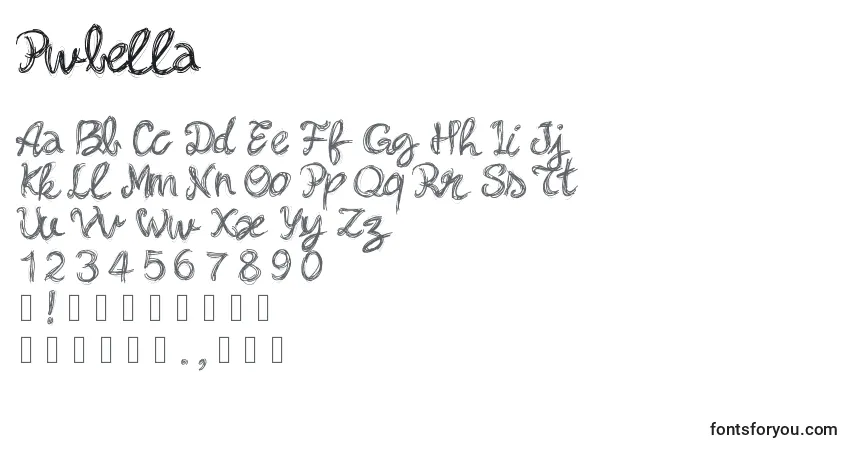 Шрифт Pwbella – алфавит, цифры, специальные символы