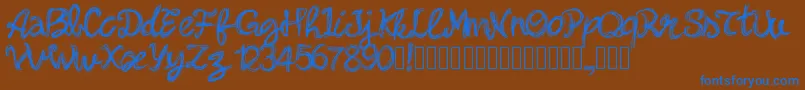 Pwbella Font – Blue Fonts on Brown Background