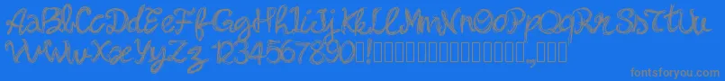 Pwbella-Schriftart – Graue Schriften auf blauem Hintergrund
