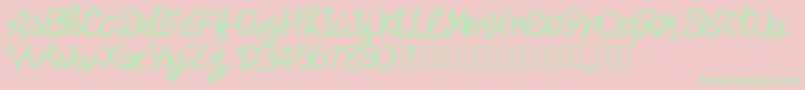 Pwbella Font – Green Fonts on Pink Background