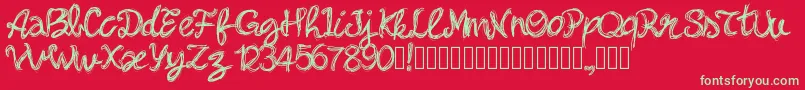 Pwbella Font – Green Fonts on Red Background
