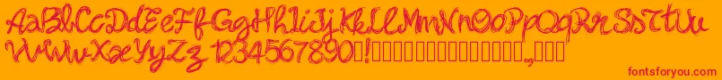 Pwbella Font – Red Fonts on Orange Background