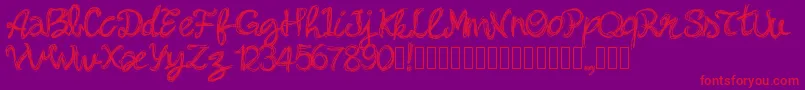 Pwbella-Schriftart – Rote Schriften auf violettem Hintergrund