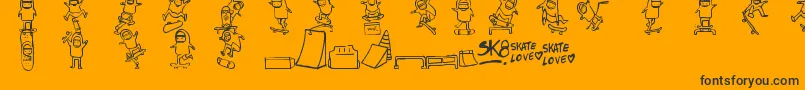 fuente Skatelove – Fuentes Negras Sobre Fondo Naranja
