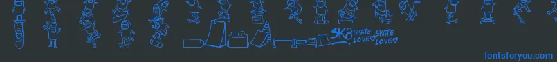 Skatelove Font – Blue Fonts on Black Background