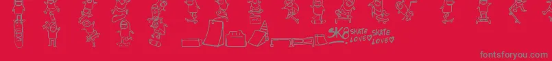 Police Skatelove – polices grises sur fond rouge