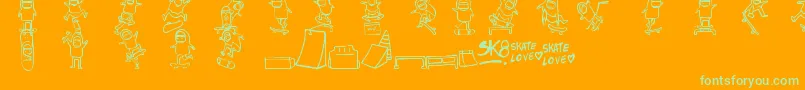 More about Skatelove Font Skatelove Font – Green Fonts on Orange Background