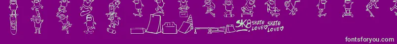 Skatelove Font – Green Fonts on Purple Background