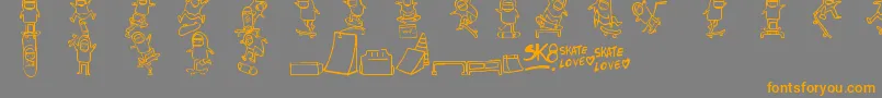 Skatelove-Schriftart – Orangefarbene Schriften auf grauem Hintergrund