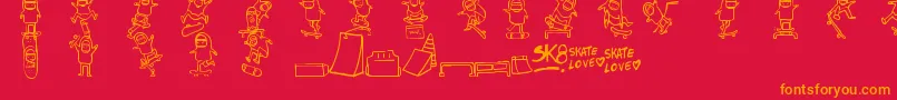 Skatelove Font – Orange Fonts on Red Background