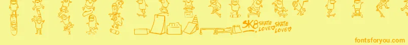 Skatelove Font – Orange Fonts on Yellow Background