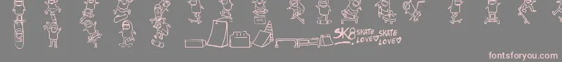 フォントSkatelove – 灰色の背景にピンクのフォント