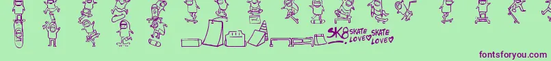Skatelove Font – Purple Fonts on Green Background