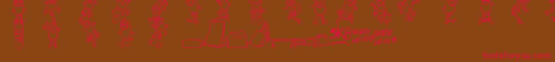 フォントSkatelove – 赤い文字が茶色の背景にあります。