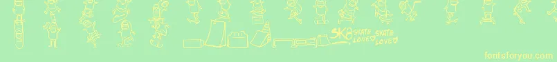 Skatelove Font – Yellow Fonts on Green Background